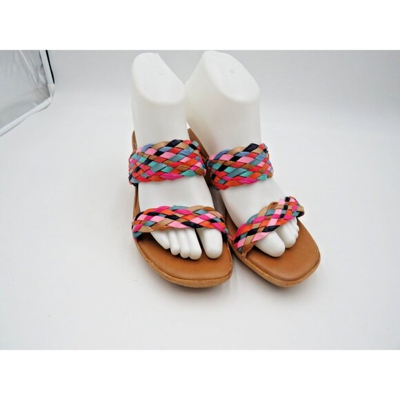 Italian Shoemakers Wedge Sandals Womens Size 7.5 Made in Italy Multicolor Cork - Picture 1 of 11